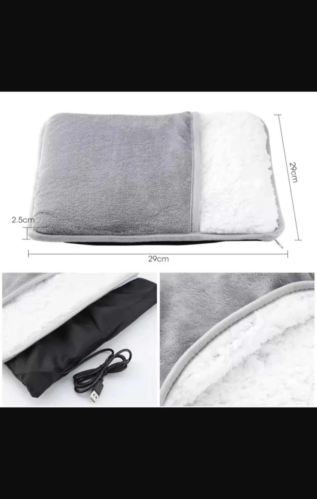 Electric Foot Heating Pad USB Charging Soft Plush Washable Foot Warmer Heater